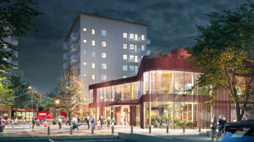 White Arkitekters vinnande förslag till nytt kultur- och aktivitetscenter i Valsta i Sigtuna kommun.